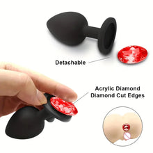 Load image into Gallery viewer, 3pcs Silicone Anal Plug w Red Jewel.