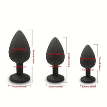 Load image into Gallery viewer, 3pcs Silicone Anal Plug w Red Jewel.