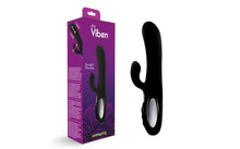 Load image into Gallery viewer, Black Viben Hypnotic Thrusting Rabbit Vibe w Swinging Clit Stim.