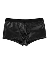 Load image into Gallery viewer, Black Wet Look Faux Leather Zipper Brief.