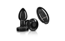 Load image into Gallery viewer, Cheeky Charms Gunmetal Rechargeable Vibrating Metal Butt Plug w Remote Small.