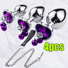 Load image into Gallery viewer, "Chic" Heart-Shaped Rhinestone & Bell Anal Plug Set.