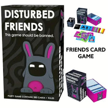 Load image into Gallery viewer, Disturbed friends adult card party game in a black box and a grey rabbit on the front.