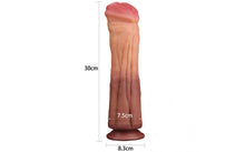 Load image into Gallery viewer, Dual Layered 12in Platinum Silicone Cock.
