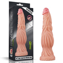 Load image into Gallery viewer, Dual Layered Platinum Silicone Cock 9.5in Flesh.