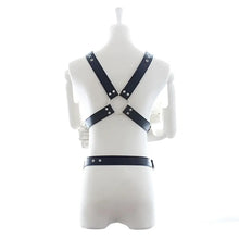 Load image into Gallery viewer, Gladiator Adjustable Faux Leather O-Ring Half Body Harness for Men.