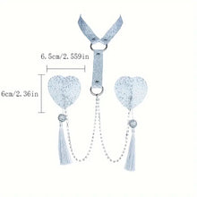 Load image into Gallery viewer, Sequin Heart Nipple Tassel, Choker & Chain.