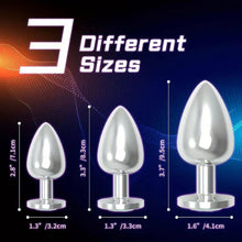 Load image into Gallery viewer, Silver Colored Gem 3pcs Anal Plug Set.