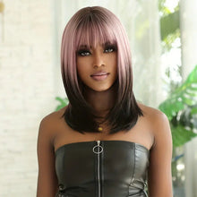 Load image into Gallery viewer, Striated 50.8cm Pink Black Wig.