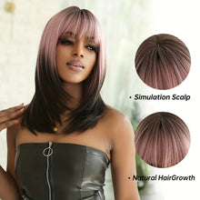 Load image into Gallery viewer, Striated 50.8cm Pink Black Wig.