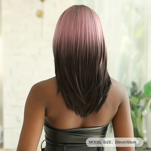 Load image into Gallery viewer, Striated 50.8cm Pink Black Wig.