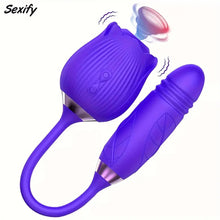 Load image into Gallery viewer, Wildest Dreams Rose Clitoral Stimulator Dildo.