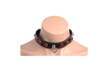 Load image into Gallery viewer, Bling Vixen Leather Choker w/ Red Rhinestones. - Beautiful Stranger 2020