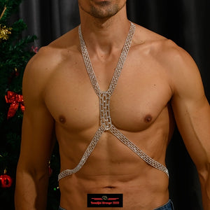 Men's Crystal Body Chain Harness.