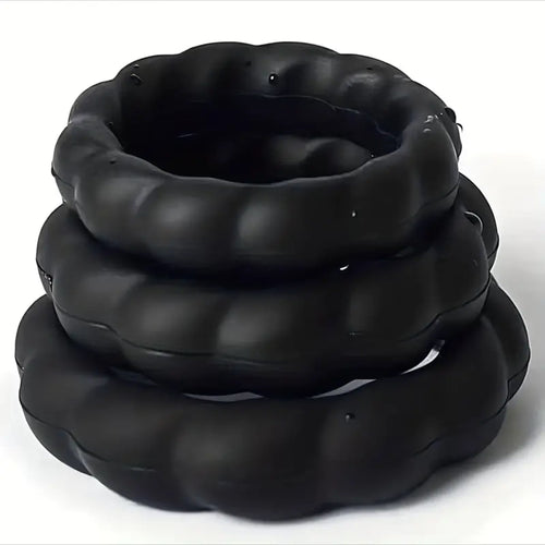 Black Tyre 3pcs Silicone Penis Rings Set.