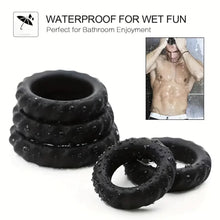 Load image into Gallery viewer, Black Tyre 3pcs Silicone Penis Rings Set.
