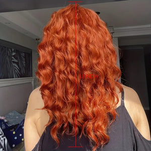Copper Red Long Wavy Wig.
