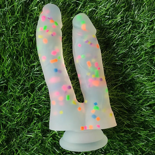 Double Banger Confetti Silicone Dildo.