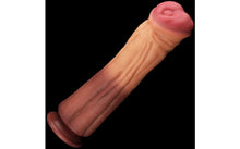 Load image into Gallery viewer, Dual Layered 12in Platinum Silicone Cock.
