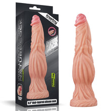 Load image into Gallery viewer, Dual Layered Platinum Silicone Cock 9.5in Flesh.
