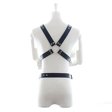 Load image into Gallery viewer, Gladiator Adjustable Faux Leather O-Ring Half Body Harness for Men.
