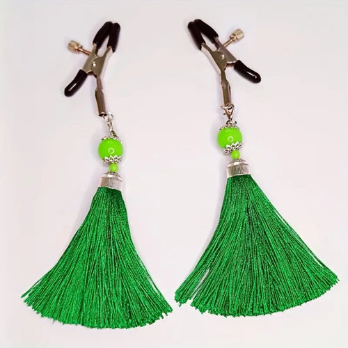 Jade Tassel Nipple Clip Clamps.