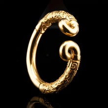 Load image into Gallery viewer, Mantra Electroplated Golden Stainless Steel Cock Ring.
