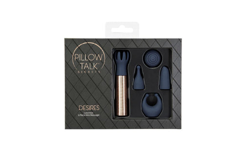 Pillow Talk Secrets Desires 6 Pc Massager Set-Black.