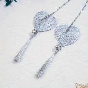 Sequin Heart Nipple Tassel, Choker & Chain.