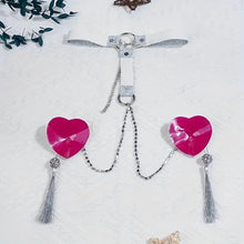 Load image into Gallery viewer, Sequin Heart Nipple Tassel, Choker &amp; Chain.
