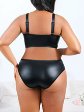 Load image into Gallery viewer, Strappy Bra &amp; Brief PU Leather Plus Size.
