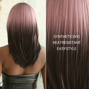 Striated 50.8cm Pink Black Wig.