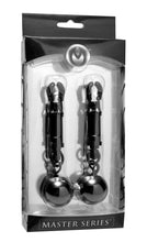 Load image into Gallery viewer, Master Series Black Bomber Nipple Clamps With Ball Weights. - Beautiful Stranger 2020
