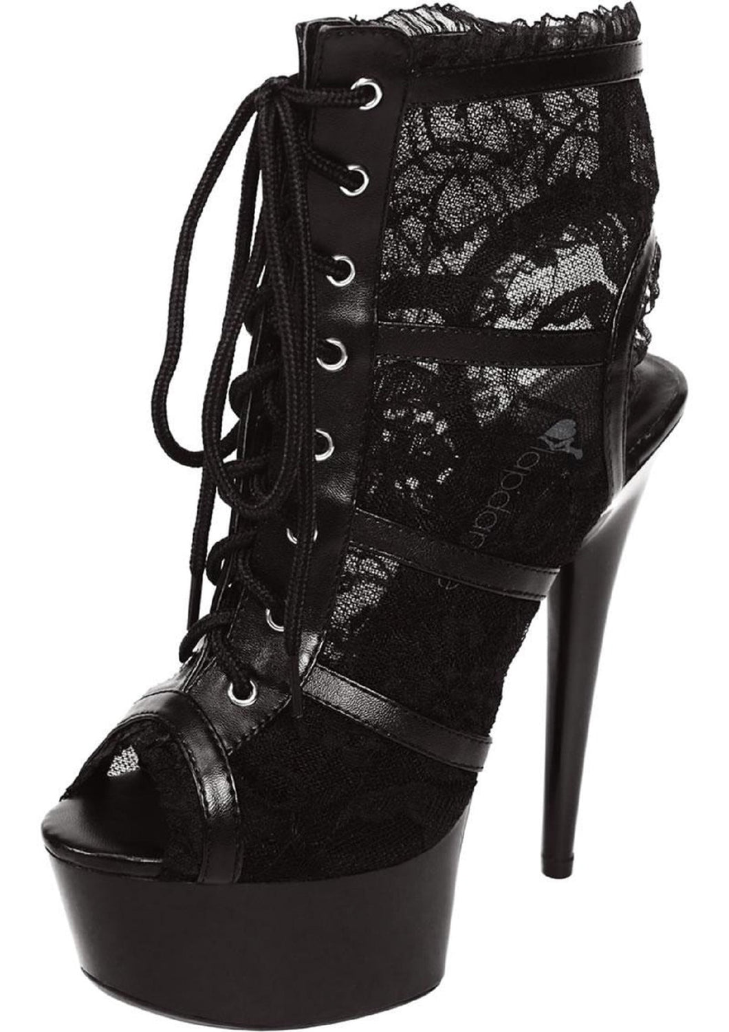 Black Lace Open Toe Platform Ankle Bootie 6in Heel. - Beautiful Stranger 2020