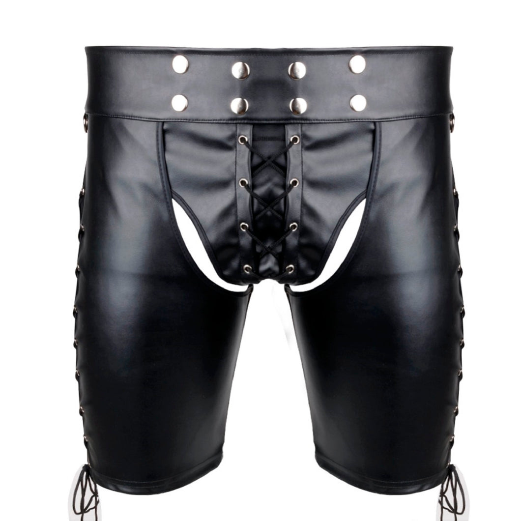 Sexy Men's Faux Leather open Butt Shorts. - Beautiful Stranger 2020