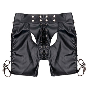 Sexy Men's Faux Leather open Butt Shorts. - Beautiful Stranger 2020