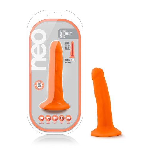 Neo Dual Density Cock Neon 6 Inch Orange. - Beautiful Stranger 2020