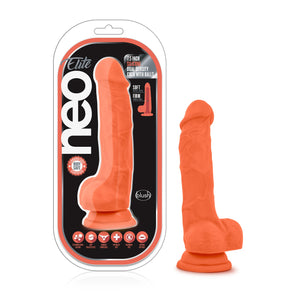 Neo Elite 7.5in Silicone Dual Density Cock with Balls Neon Orange. - Beautiful Stranger 2020