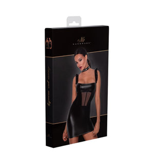 Noir Power Wetlook Short Dress w Front Tulle Inserts. - Beautiful Stranger 2020