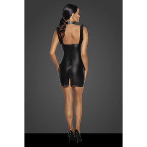 Noir Power Wetlook Short Dress w Front Tulle Inserts. - Beautiful Stranger 2020