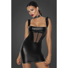 Load image into Gallery viewer, Noir Power Wetlook Short Dress w Front Tulle Inserts. - Beautiful Stranger 2020
