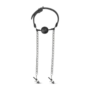 Open Ball Gag With Nipple Clamps - Black - Beautiful Stranger 2020