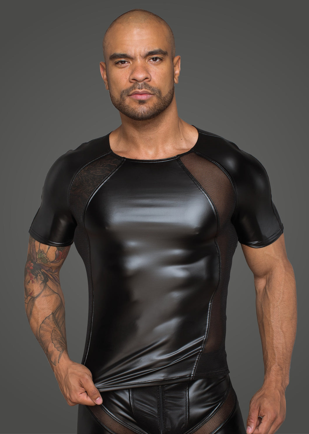 Power Wetlook Men T-shirt With 3D Net-Black. - Beautiful Stranger 2020