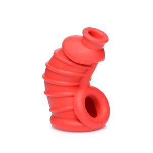 Red Dark Chamber Silicone Chastity Cage. - Beautiful Stranger 2020