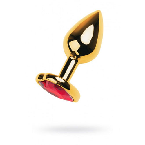 Gold Metal Anal Plug w Red Ruby Heart Crystal Small. - Beautiful Stranger 2020