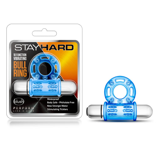 Stay Hard 10 Function Vibrating Bull Ring Blue. - Beautiful Stranger 2020